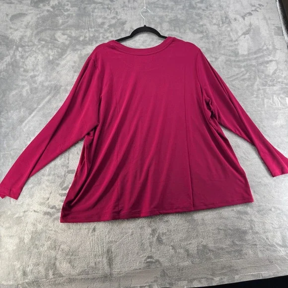 Susan Graver Modern Essentials Berry Pink Long Sleeve Top Crew Neck 2X - Picture 6 of 7